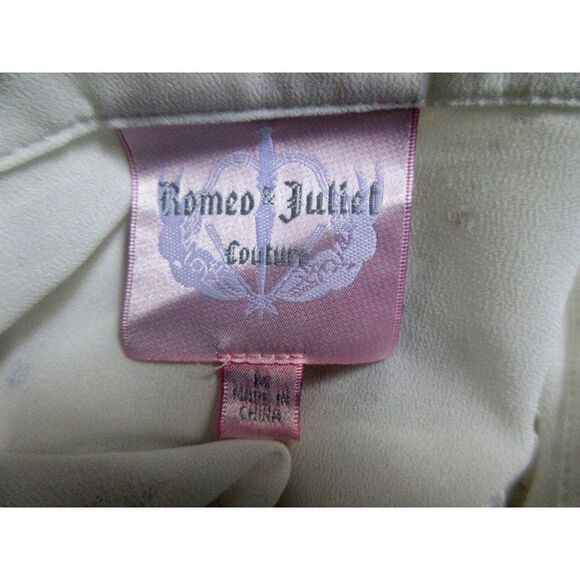 Romeo & Juliet Couture Semi Sheer Beaded Shoulders Hi-Lo Blouse Cream Roomy M - Picture 7 of 10